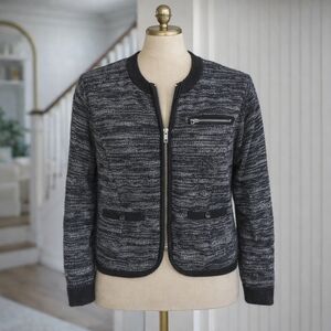 Rag & Bone Rosalie Chunky KnitnBlack Charcoal Zipper Sweater Jacket Small